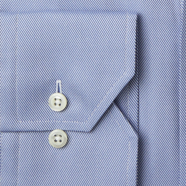 Stenstroms Blue Fitted Body Shirt In Textured Twill (77 Collar)