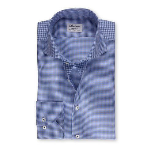 Stenstroms Blue Checked Fitted Body Dress Shirt