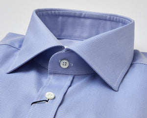 Stenstroms Blue Fitted Body Shirt In Textured Twill (77 Collar)