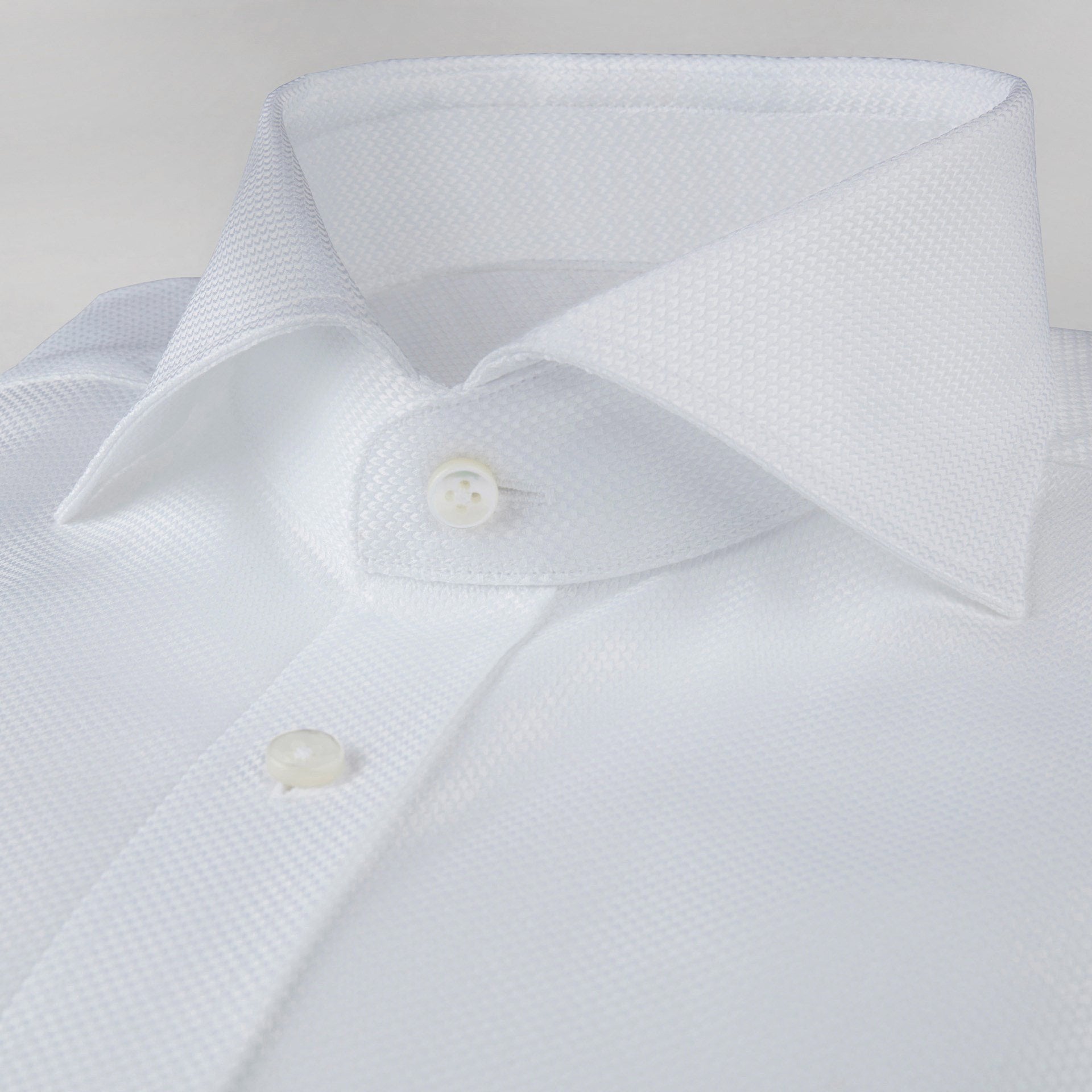 Stenstroms White Fitted Body Shirt In Textured Twill