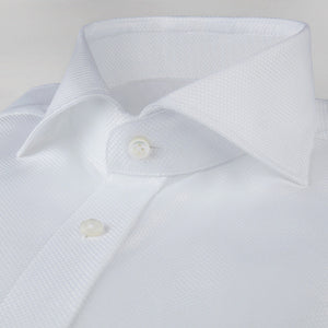 Stenstroms White Fitted Body Shirt In Textured Twill