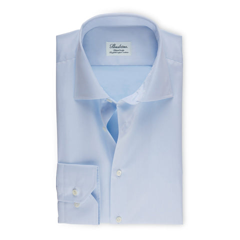 Stenstroms Solid Blue Fitted Body Dress Shirt