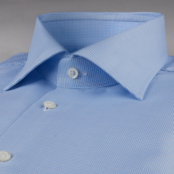 Stenstroms Blue Micro Houndstooth Fitted Body Dress Shirt