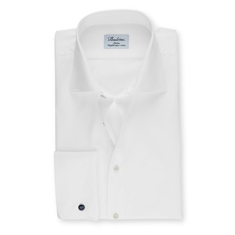 Stenstroms Solid White FRENCH CUFF Fitted Body Dress Shirt