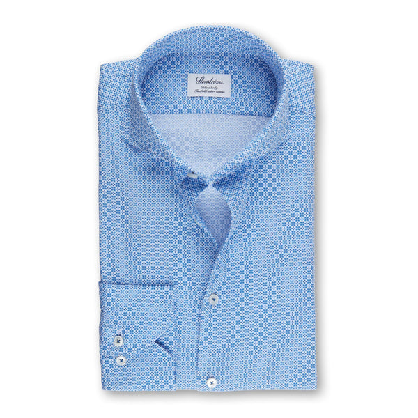 Stenstroms Blue Patterned Fitted Body Shirt