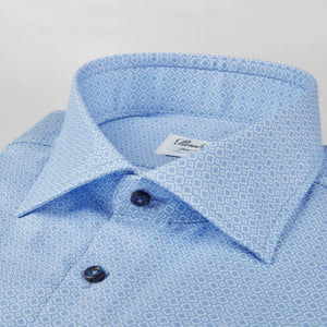 Stenstroms Light Blue Micro Patterned Fitted Body Shirt, Stretch