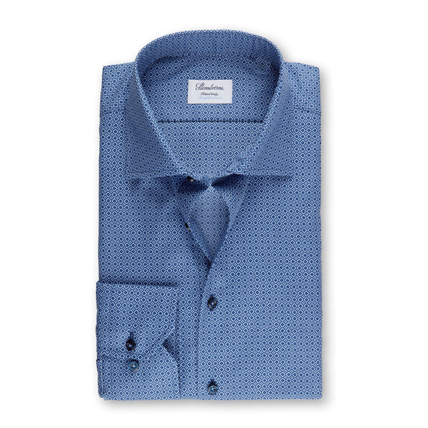 Stenstroms Navy Micro Patterned Fitted Body Shirt, Stretch