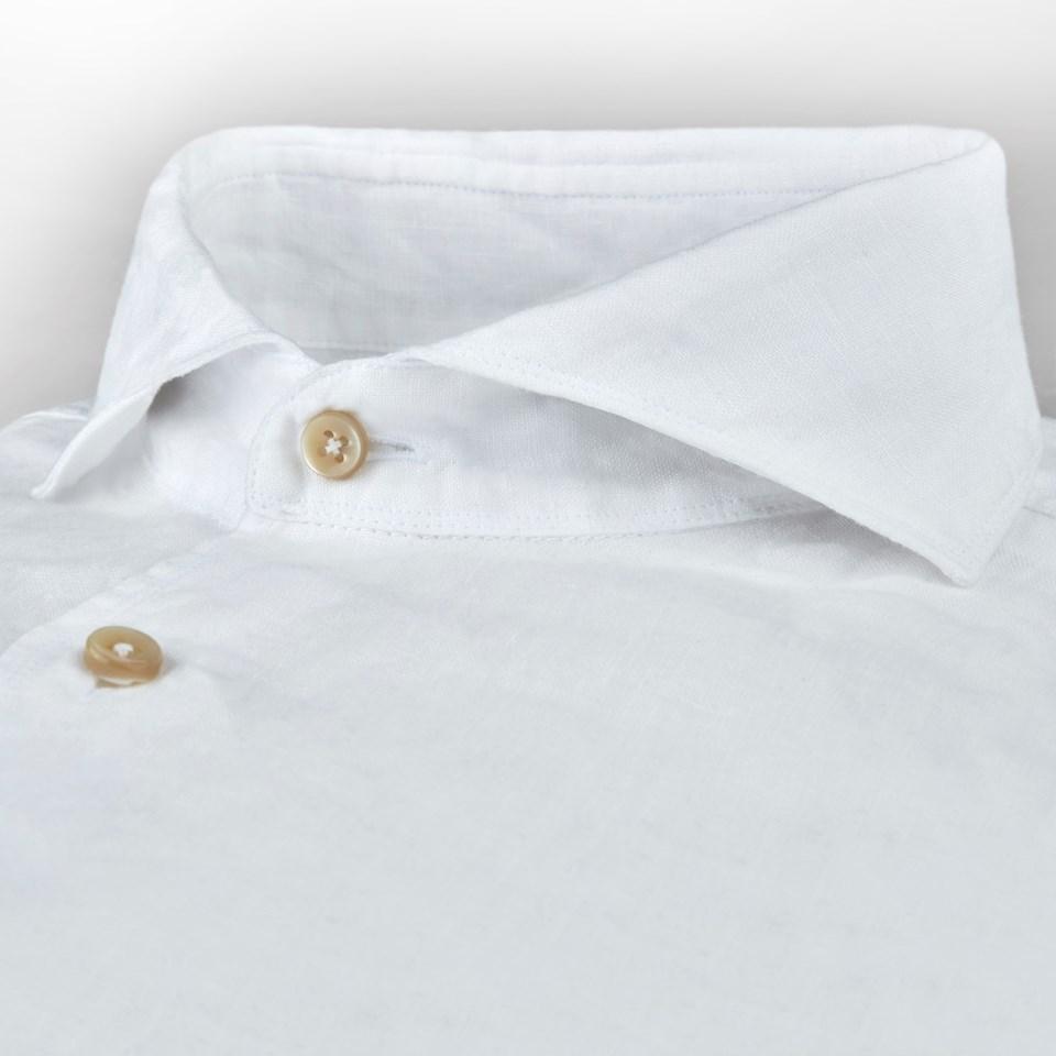 Stenstroms White Fitted Body Linen Shirt