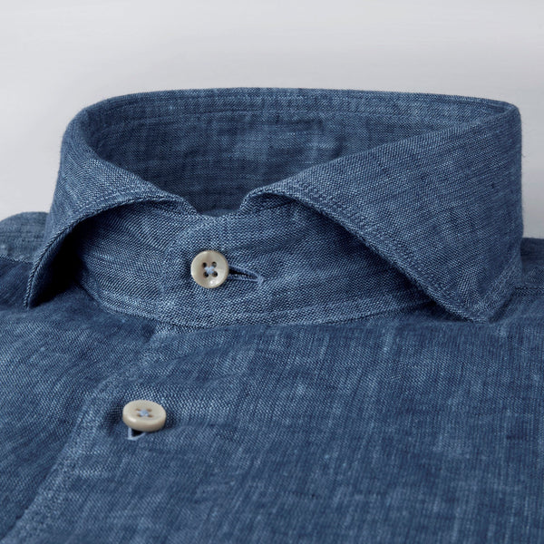 Stenstroms Blue Fitted Body Linen Shirt