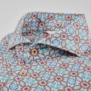 Stenstroms Sicilian Tiles Fitted Body Linen Shirt