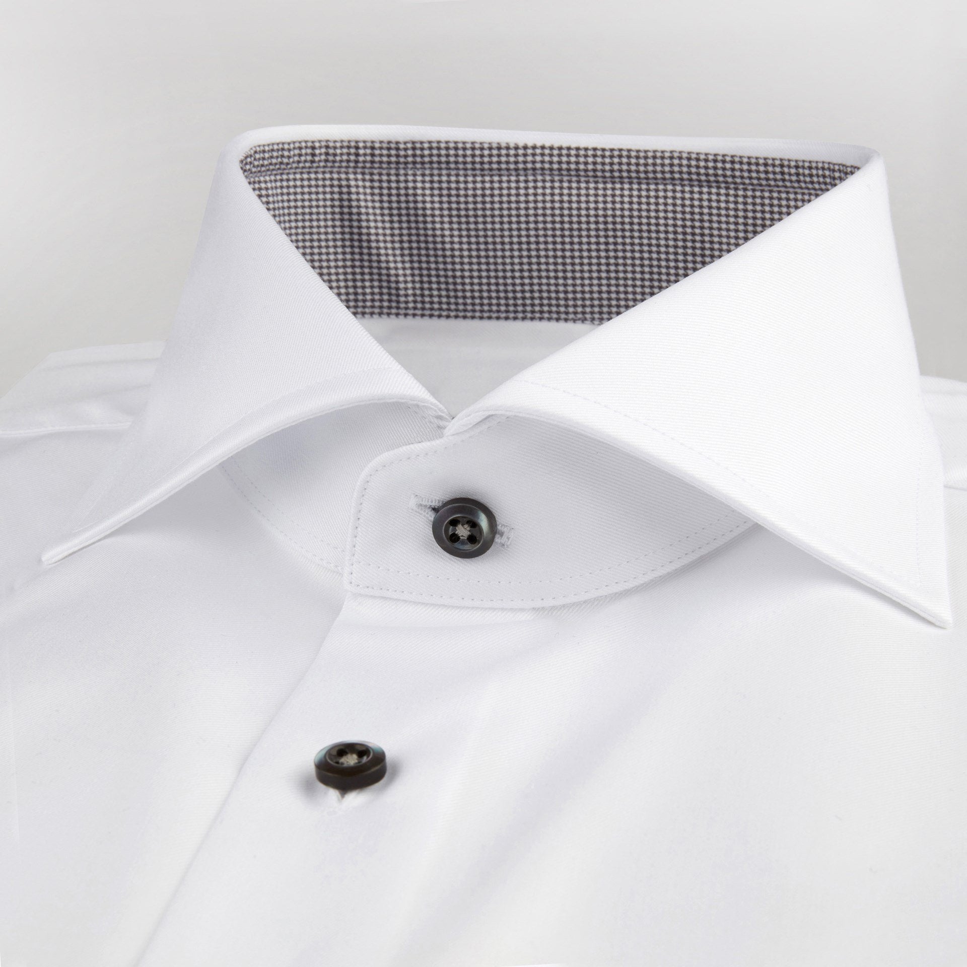 Stenstroms White Fitted Body Shirt With Grey Contrast Details