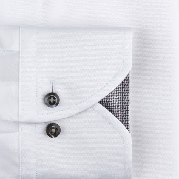 Stenstroms White Fitted Body Shirt With Grey Contrast Details (77 Collar) US ONLY