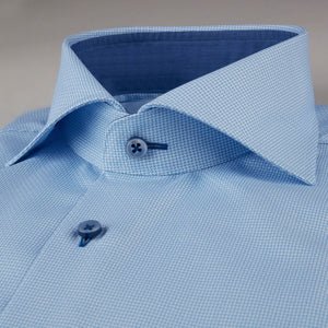 Stenstroms Blue Textured Fitted Body Shirt With Details