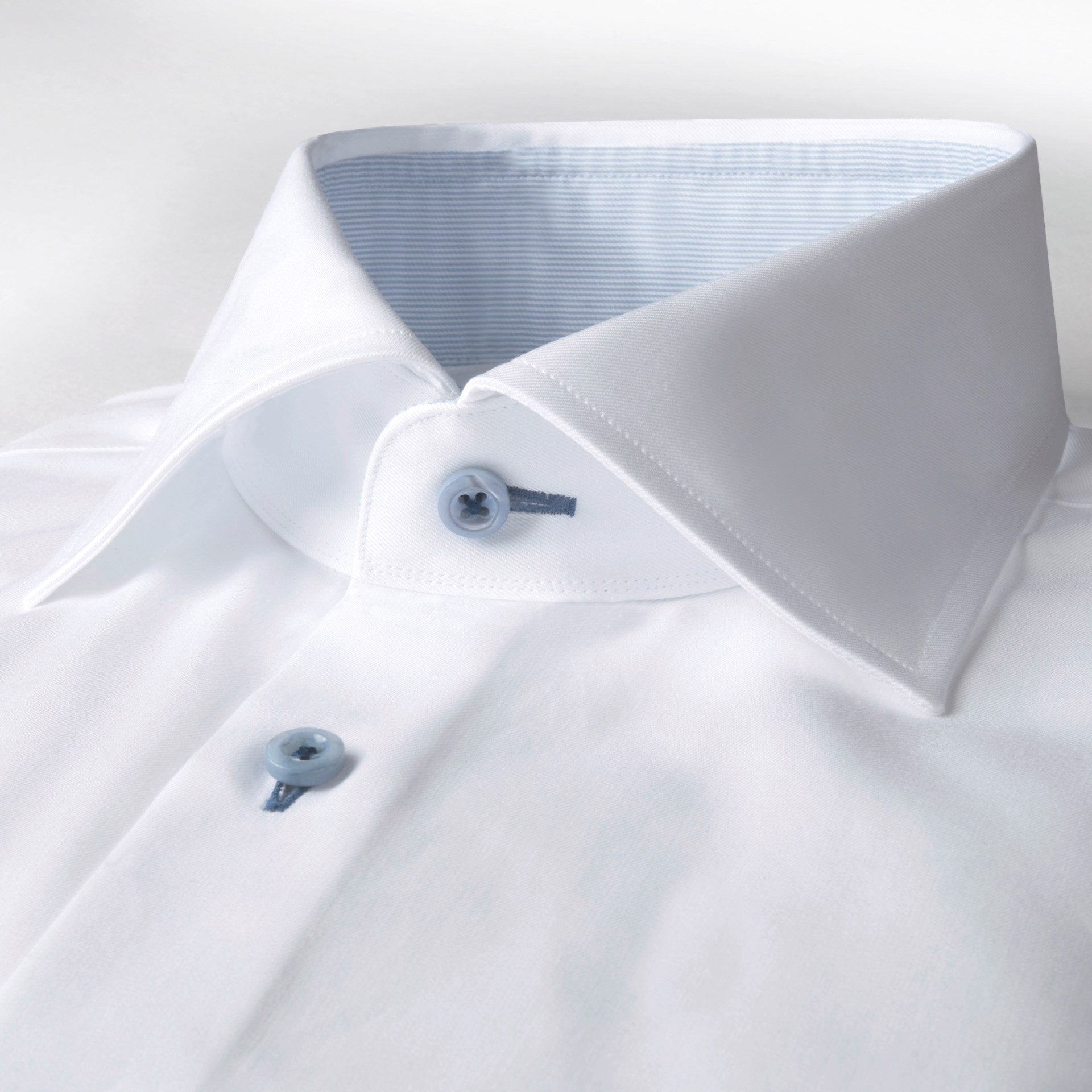 Stenstroms White Fitted Body Shirt With Blue Contrast Details