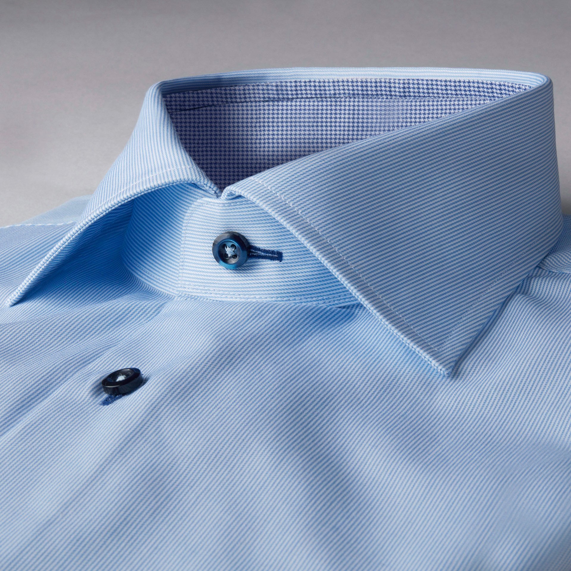 Stenstroms Blue Striped Fitted Body Shirt With Contrast Details