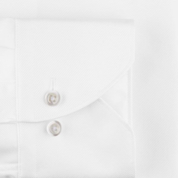 Stenstroms White Fitted Body Shirt In Textured Twill (77 Collar)